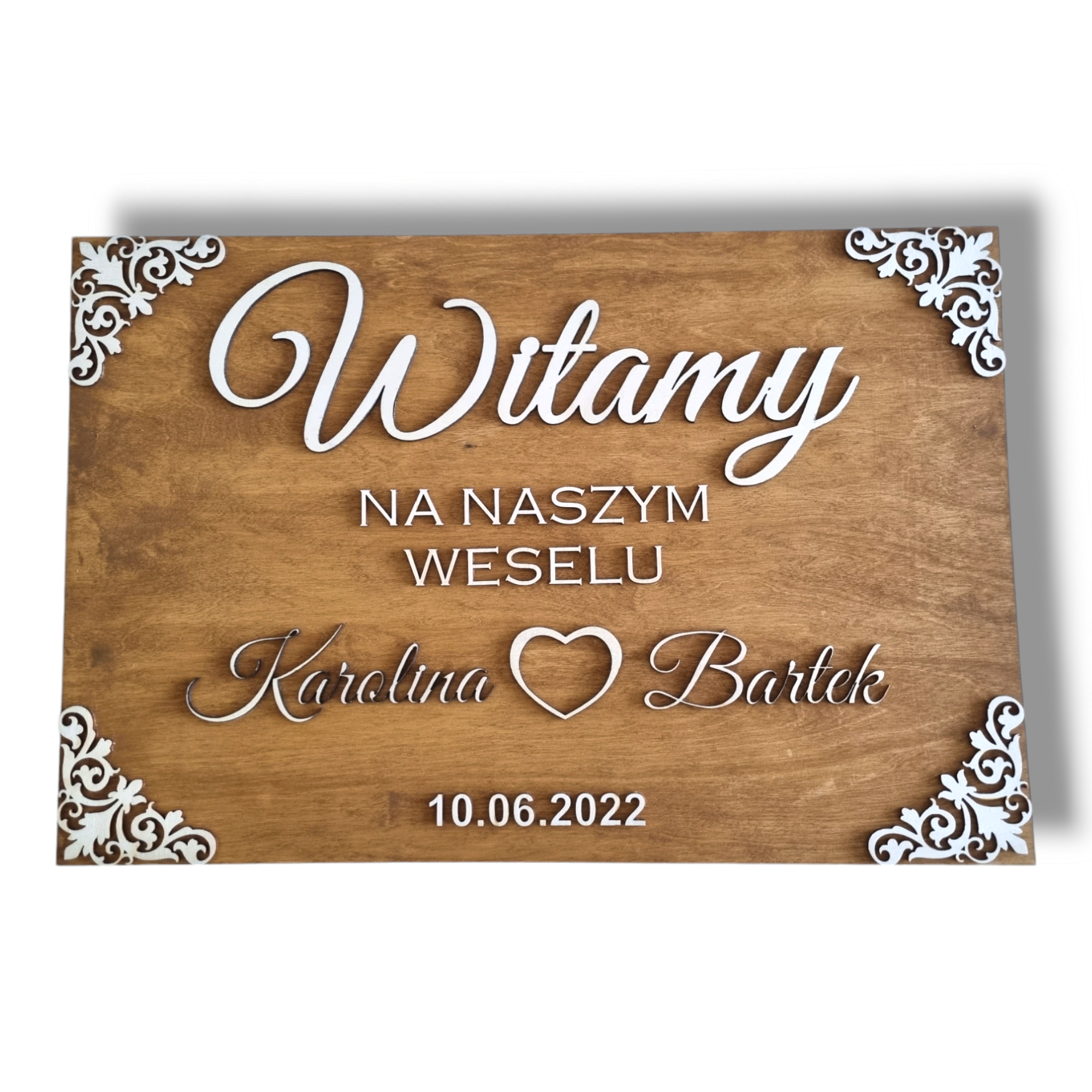Tablica Witamy na naszym weselu personalizowana - Duża 60cmx40cm