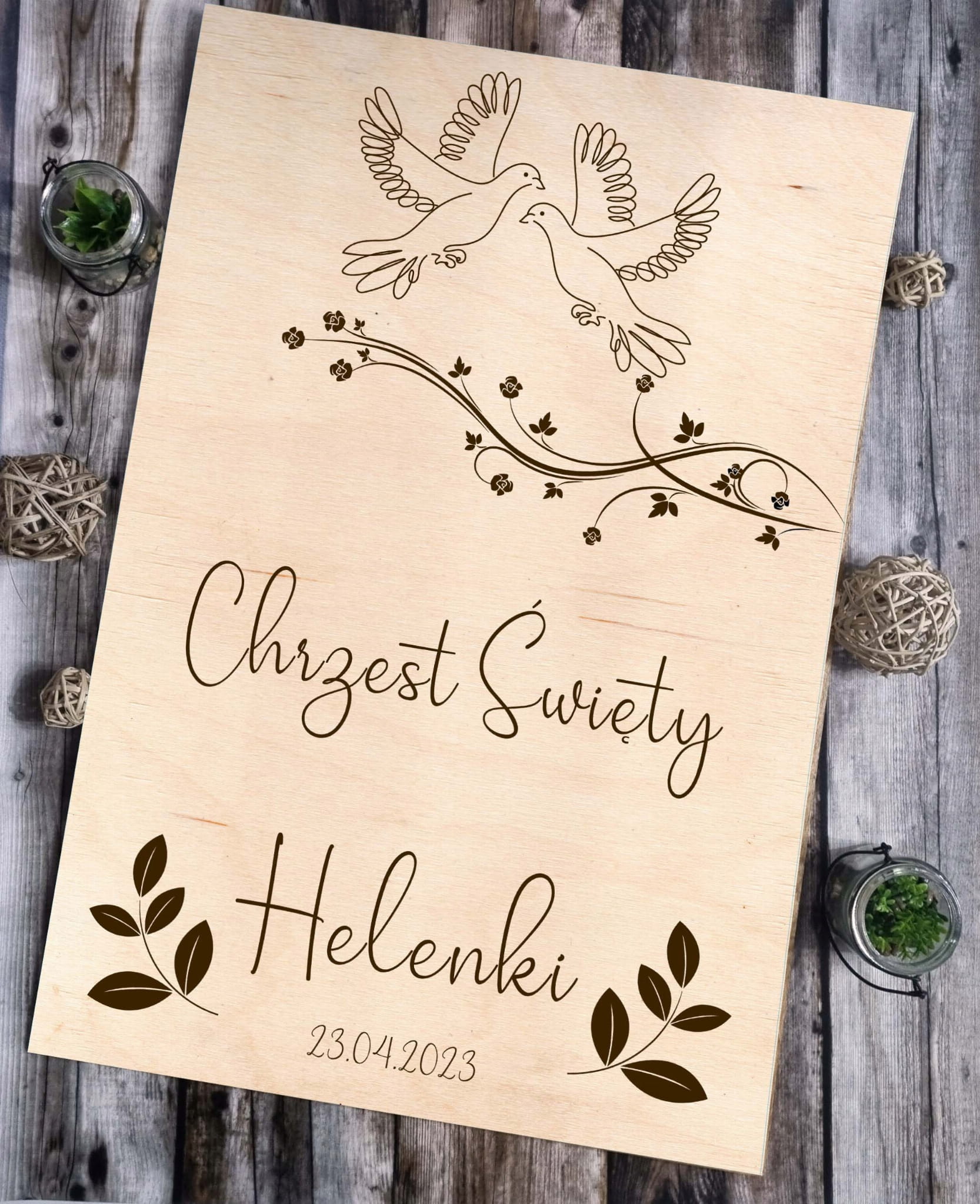 Tablica powitalna Chrzest - Drewniana dekoracja