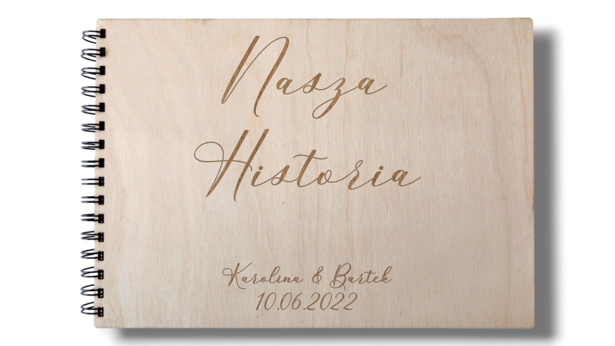 Fotoalbum Nasza Historia A4 Drewniany z Personalizacją