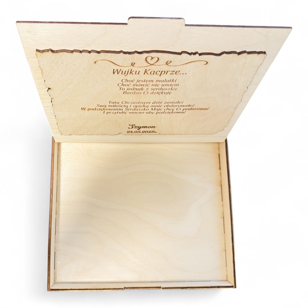 Podziękowanie dla Chrzestnych pudełko na czekoladki merci