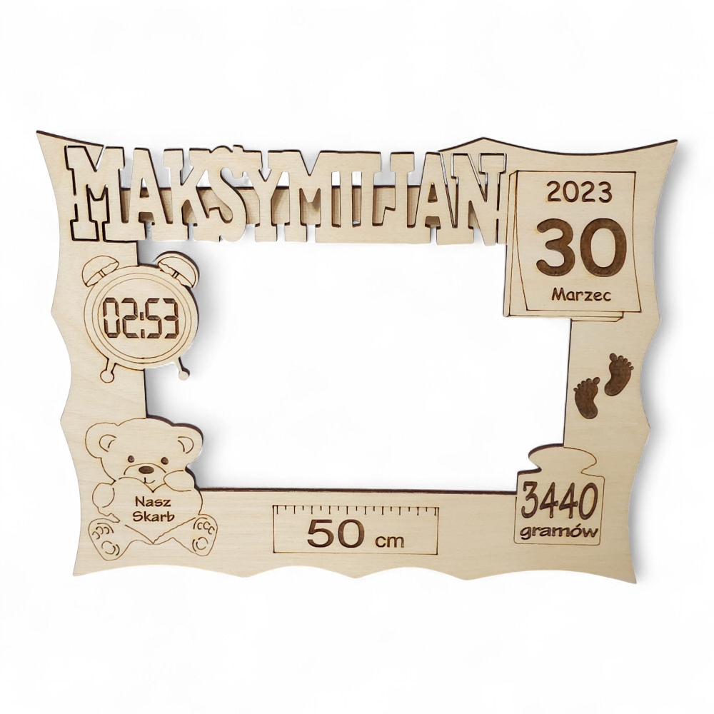 Metryczka Ramka na zdjęcia chrzest urodziny