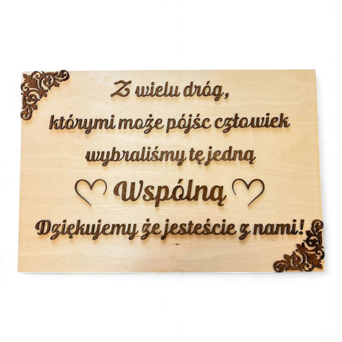 Tablica weselna drewniana "Z wielu dróg"  napisy 3D