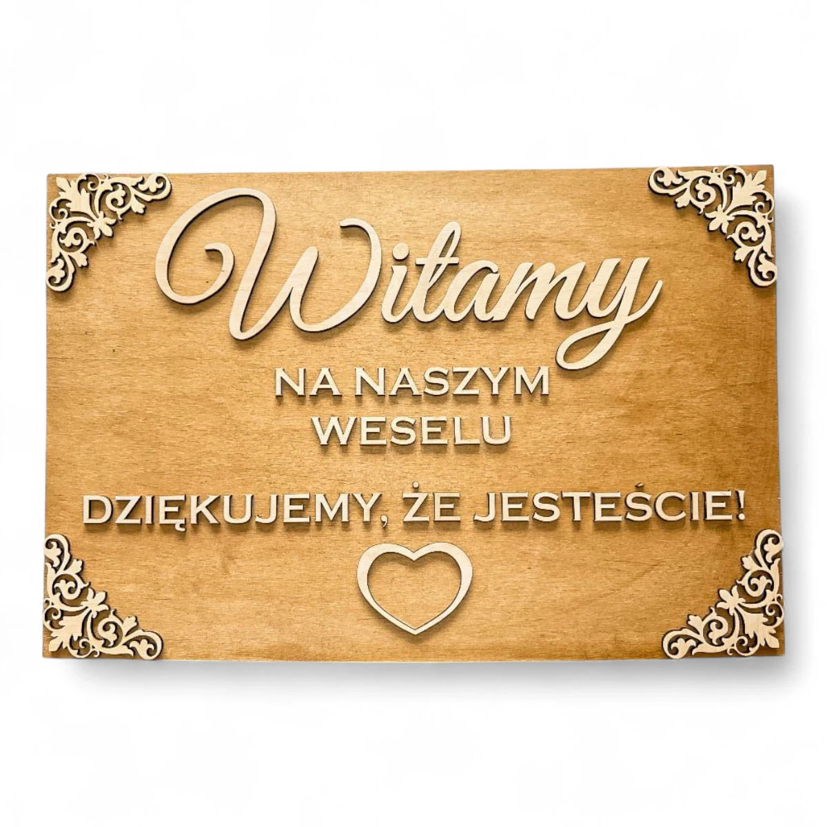 Tablica weselna "Witamy na naszym weselu - Dziękujemy, że jesteście!"