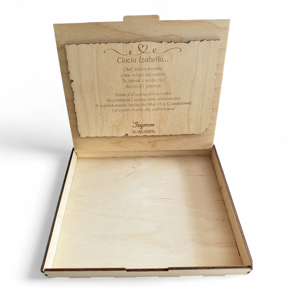 Podziękowanie dla Chrzestnych pudełko na czekoladki merci