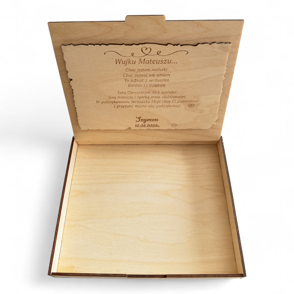 Podziękowanie dla Chrzestnych pudełko na czekoladki merci