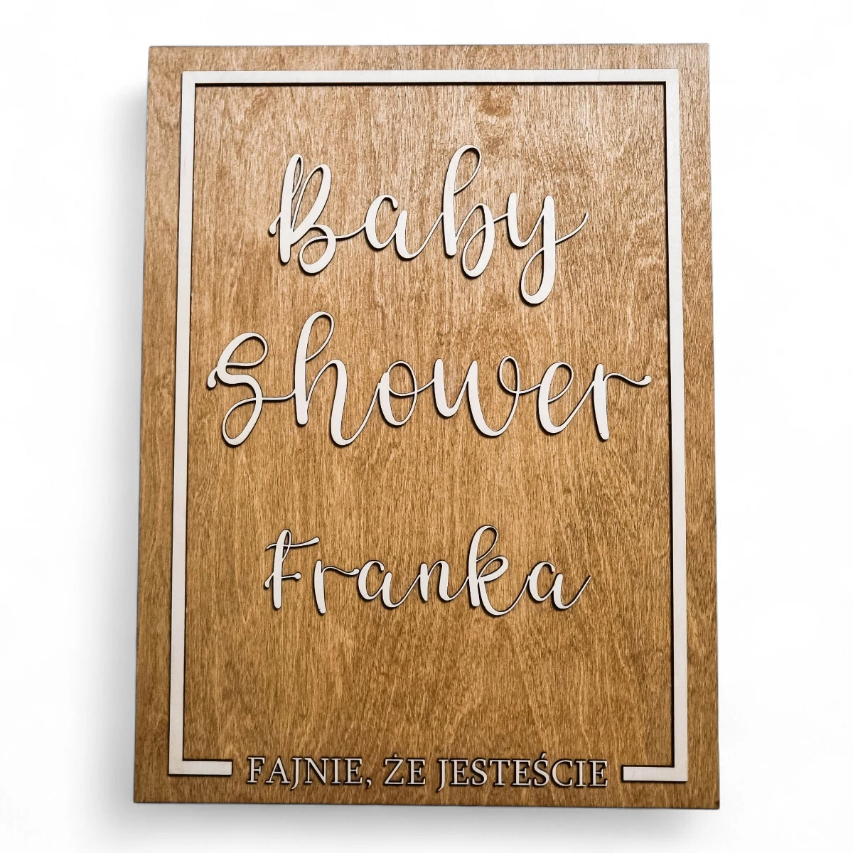 Tablica Baby Shower drewniana personalizowana - napisy 3D