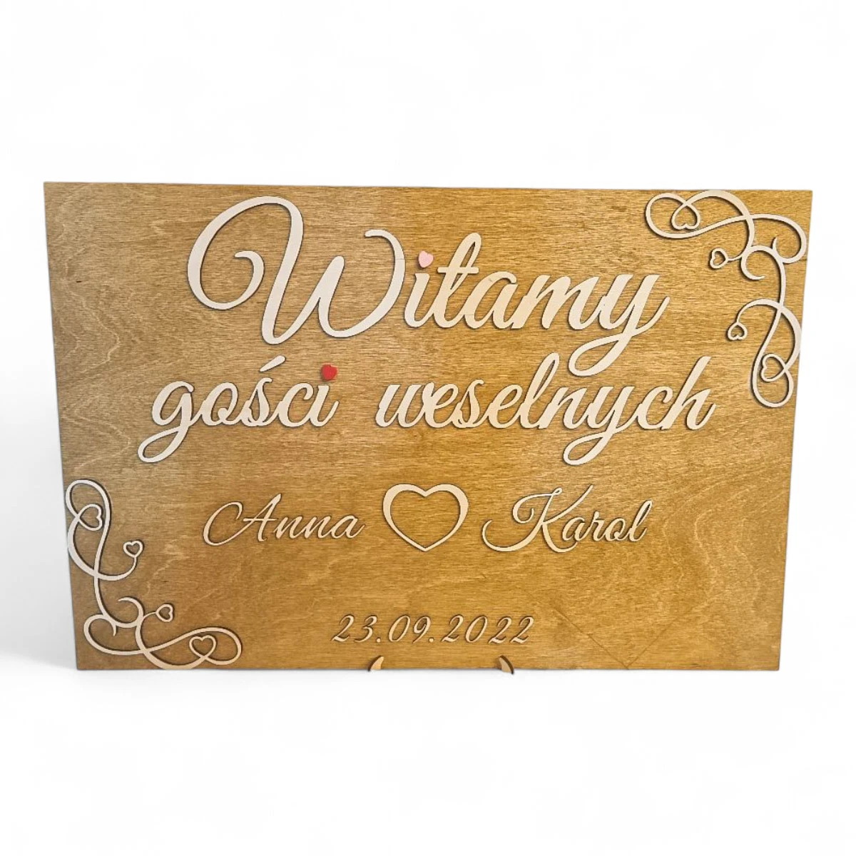 Drewniana Tablica Powitalna na Wesele - Personalizowana 3D